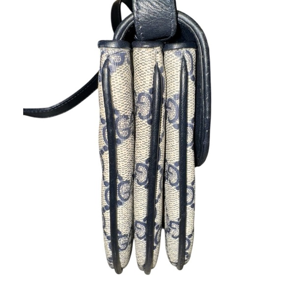 Vintage Gucci GG Monogram Shoulder Bag Navy Leather Trim | Unused 1970s - Picture 5 of 14